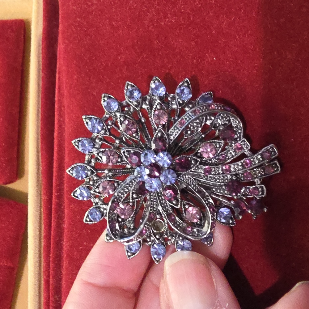 Silver and Purple Brooch